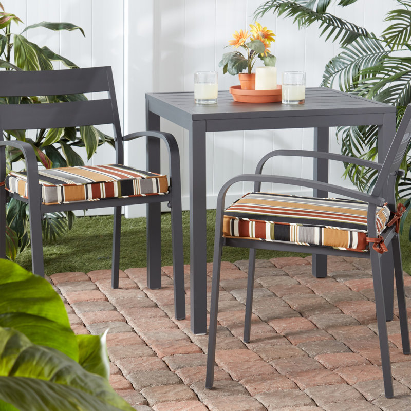 Outdoor Dining Chair Seat Pad, Brick Striped