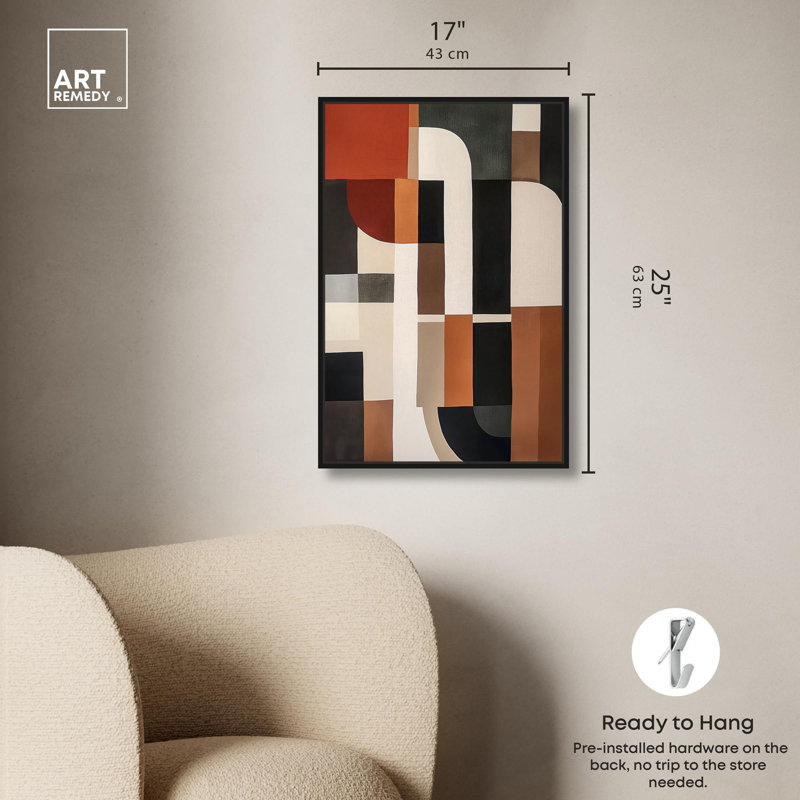Jahns 'Abstraction II, toile par Art Remedy, H 25 po x l 17 po, Cadre flottant, Noir