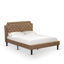 Ensemble de chambre à coucher en bois 3 pièces avec cadre de lit grand capitonné et 2 tables de bout jacobiennes vieillies pour la chambre à coucher - similicuir brun avec texture brune et pieds noirs-1471686097-1471686110