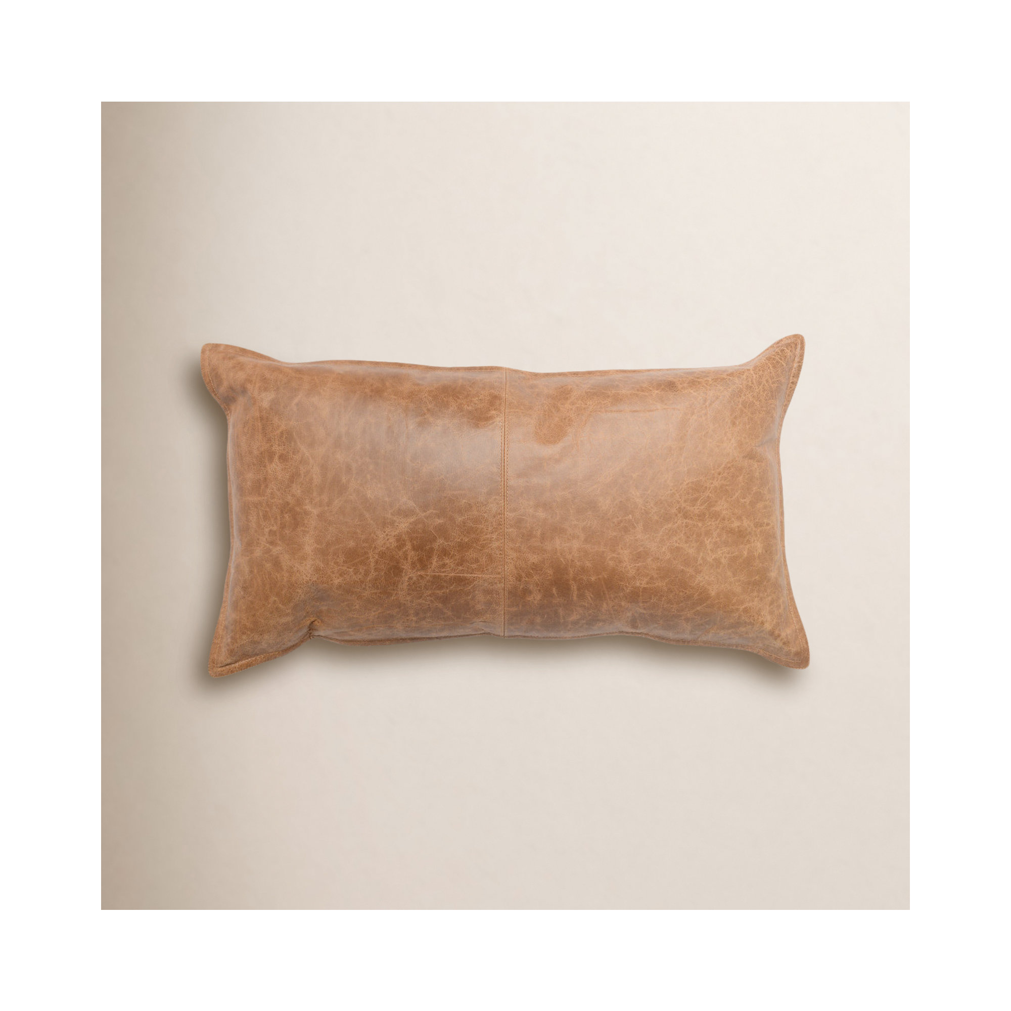 Cutler Leather Accent Pillow, Chestnut Brown, 14" x 26", Rectangular