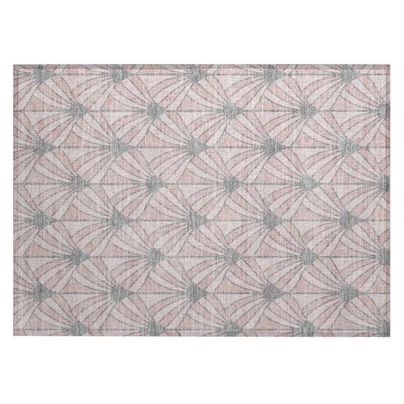 Machine Washable Indoor/Outdoor Lipman ACN2426 Mid-Century Modern Rug, Rectangle 1'8" x 2'6"