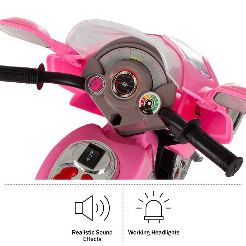 Pink 6-Volt Motorized Kids Motorcycle with Lights and Sounds