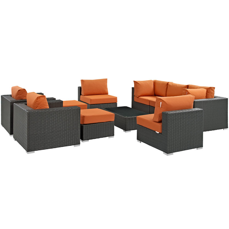 Ensemble modulaire d'extérieur Sunbrella 10 pièces Stopover, Orange