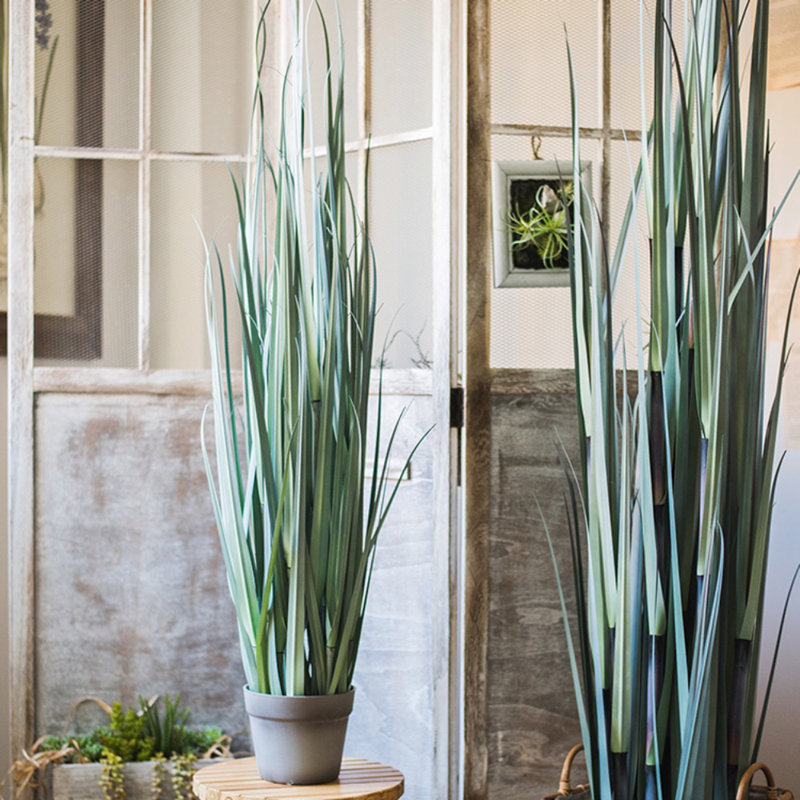 Faux Bamboo Grass in Pot, 45.3" H x 11.8" W x 5.9" D