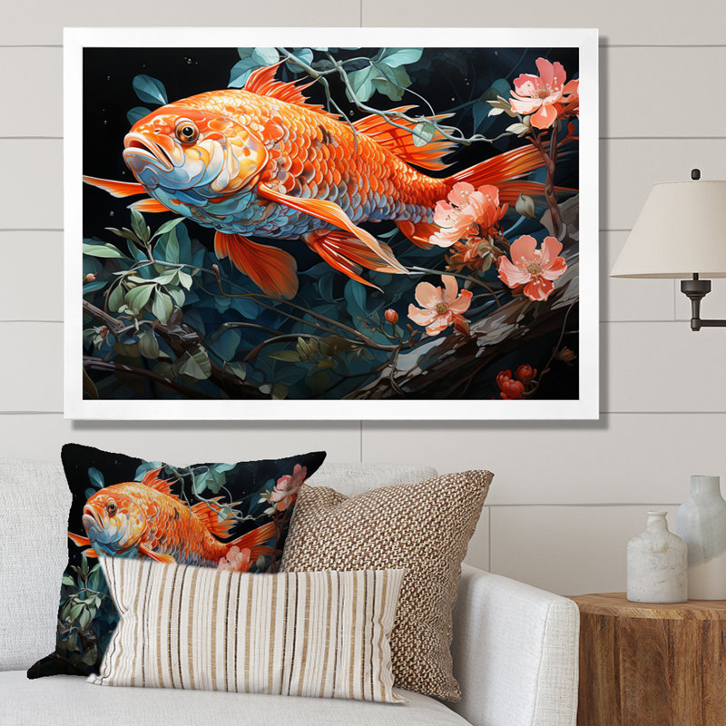 " Fishing Harmonious Hues II ", 12" H x 20" W x 1" D, White Single Picture Framed