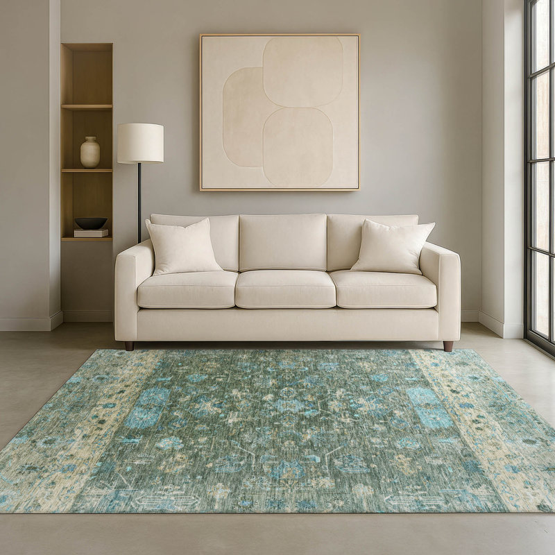 Tapis lavable à la machine de qualité supérieure Mayfield AMF2323, Sauge, 8 pi x 10 pi
