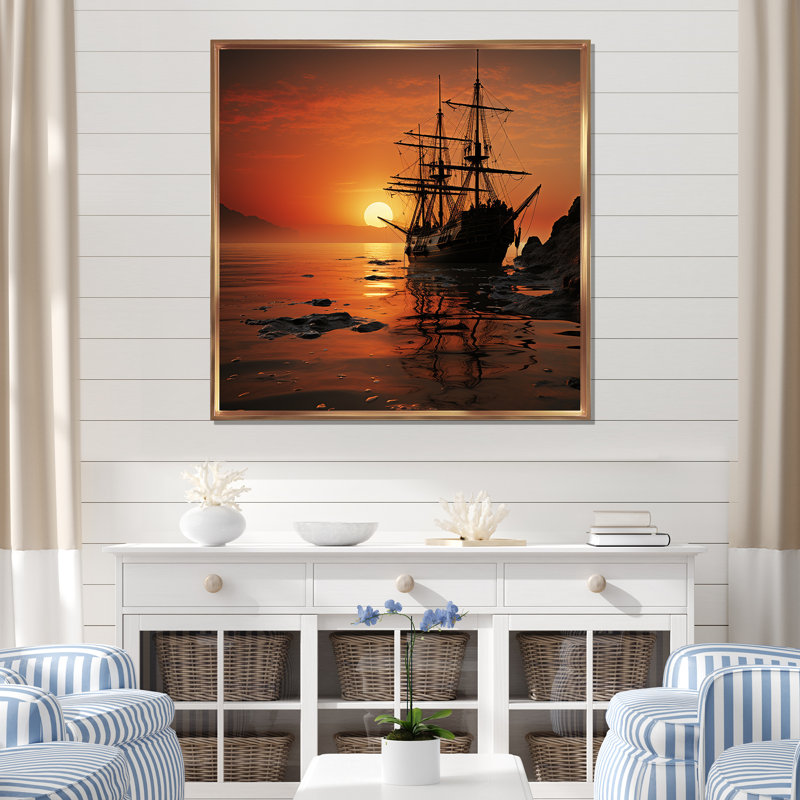 Raiders of the Horizon sur toile, H 24 po x l 24 po x P 1 po, Cadre flottant doré