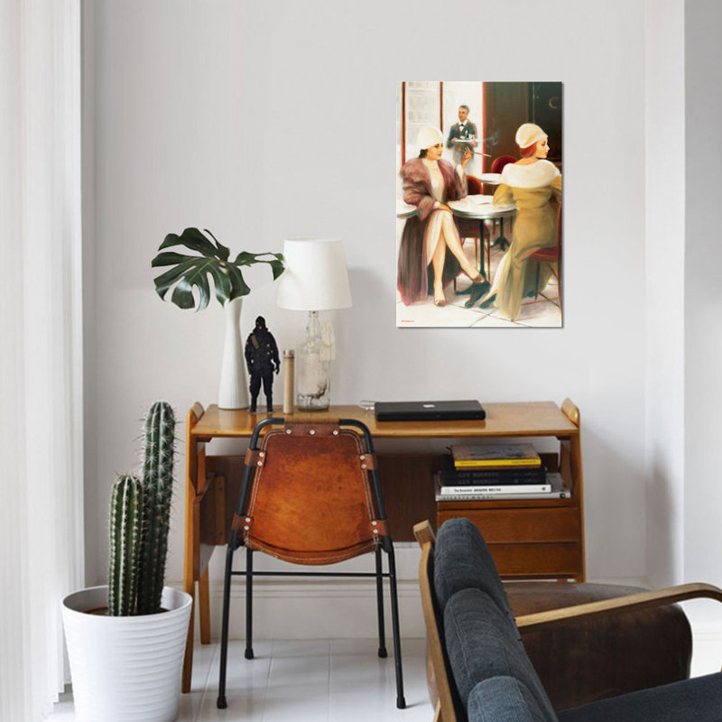 « cafe i », reproduction sur toile, H 12 po x l 8 po x P 0,75 po, Toile tendue, Pas de tapis