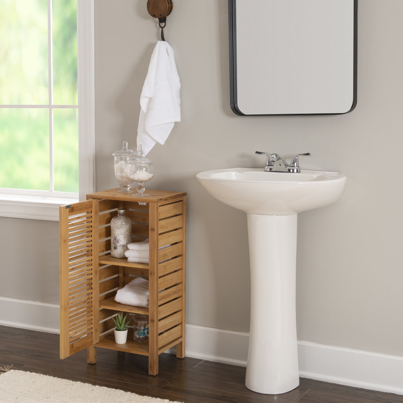 Grande armoire de salle de bain en bois de bambou massif Ayden