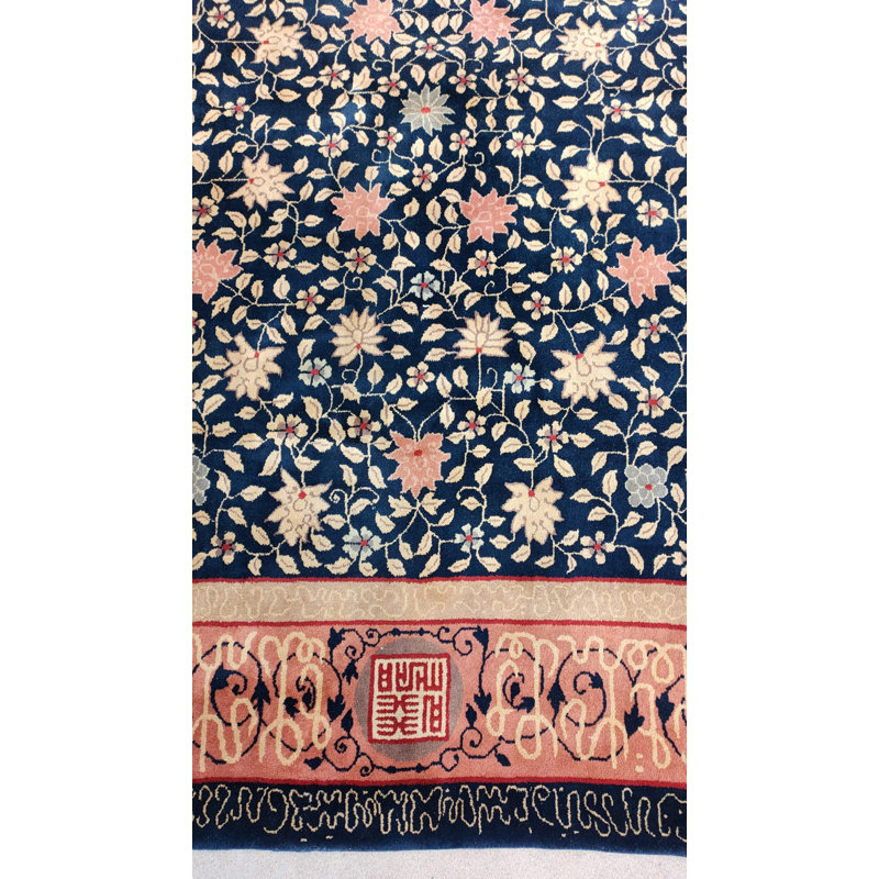 Tapis bleu marine antique Art Deco