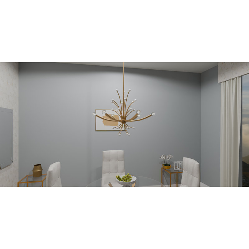 Cheyene 6-Light Brushed Weathered Brass Chandelier, Laiton