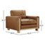 Fauteuil club en cuir véritable 43,3 po Adika avec garniture en bois-135354772