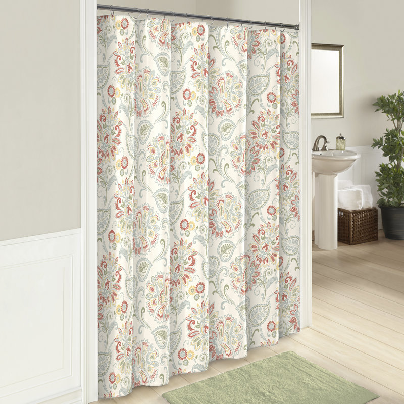 Rideau de douche simple en coton Unruh, Multicolore