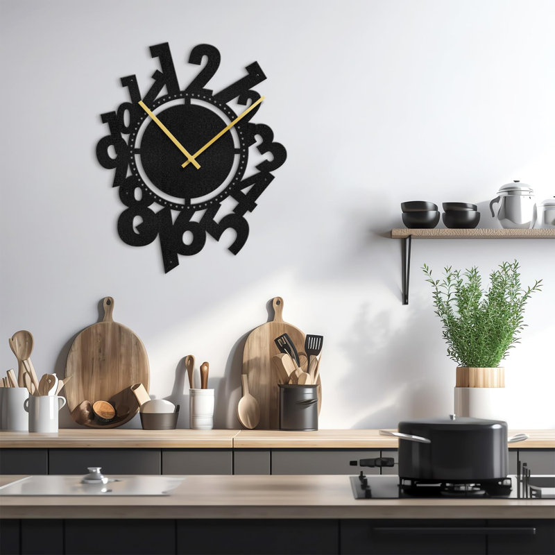Grande horloge murale en métal en métal à crémaillère silencieuse de style industriel, L 18 po x H 18 po