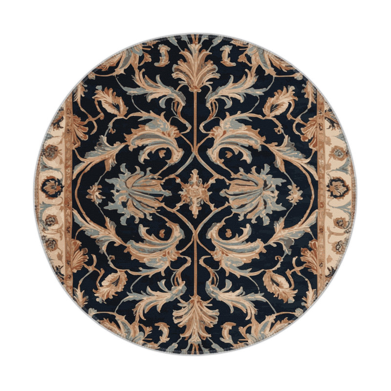 Tapis d'intérieur et d'extérieur brun Persian, Rond 5 pi