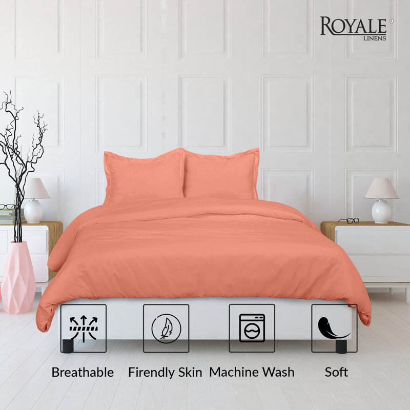 Literie , Housse de couette double et 2 taies d'oreiller, Orange