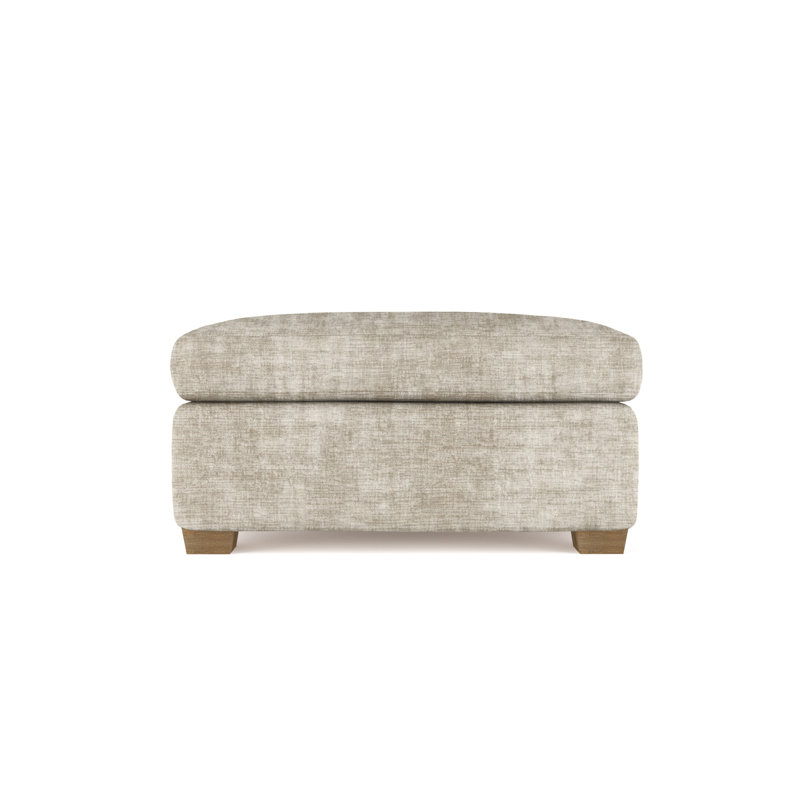 Rivington Ottoman, Plush Velvet Oyster, Weathered