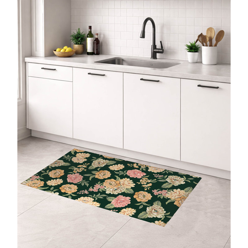 Tapis de cuisine léger Catherine, Rectangulaire 3 pi x 5 pi, Vert profond