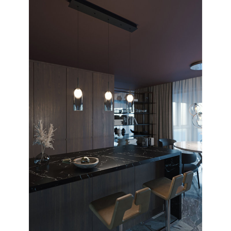 Luminaire suspendu linéaire à 3 lumières pour îlot de cuisine à DEL