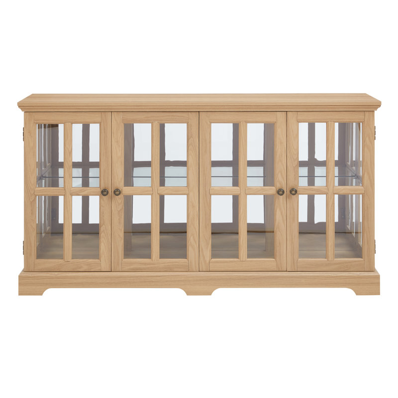 Armoire vitrée rétro avec portes en verre et éclairage à DEL télécommandés