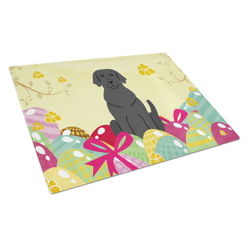 The Holiday Aisle Saroyan Glass Yellow Labrador Cutting Board, Black