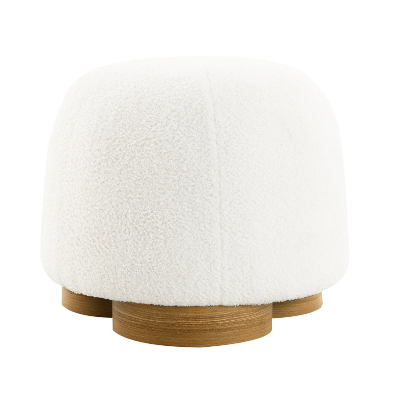 Soft Padded Round Footstool, White, Fully Assembled, 20 - Inch Seat, High Density Foam, 300 Lb Weight Capacity, For Entryway And Living Room White Fabric Upholstered, Bedroom