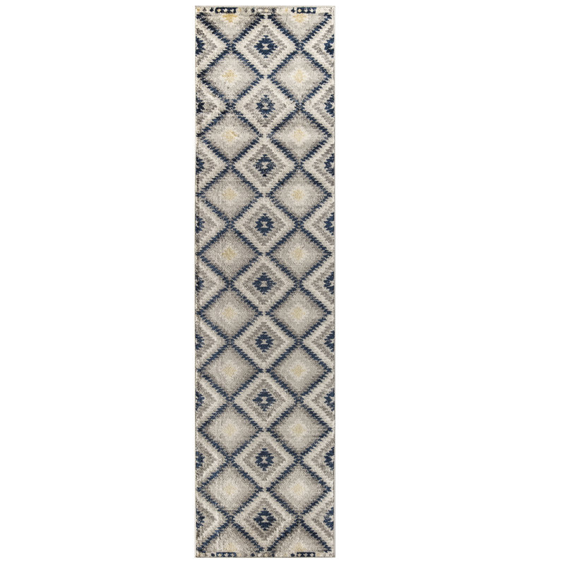 Tonio Tribal Kilim Navy Area Rug, Runner 2' x 8'