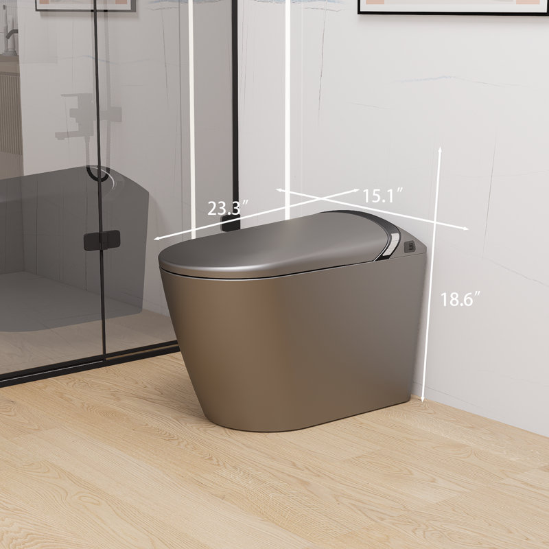 Starry Night Light Smart Toilet With Built-In Bidet, Modern Bathroom Design, Auto Open/Close Seat, Foot Sensor, LED Display, Night Light, Warm Water And Dryer, Matte Gray.