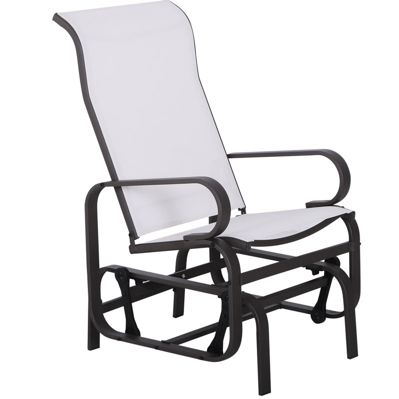 Patio Glider Seat, Beige - Heavy-Duty Construction, Ergonomic Neck Support, Smooth Rocking Outdoor Seat In Beige, Breathable Mesh, Frame, Comfortable
