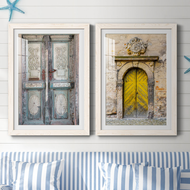 Porte baltique - ensemble de 2 reproductions d'art, H 31,5 po x l 47 po x P 1,5 po, Papier encadré blanc, Blanc