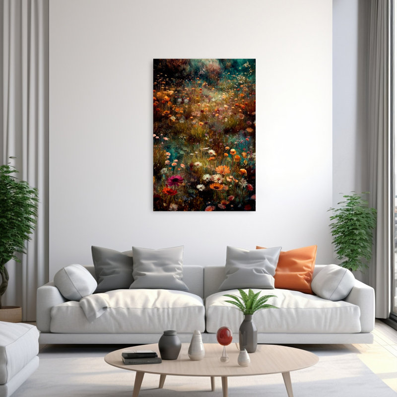 «Vibrant Flower Meadow Abstract Flower Nature», reproduction d'art murale, H 60 po x l 40 po