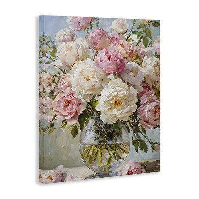White & Pink Roses Canvas, design by Franklyn Gregory