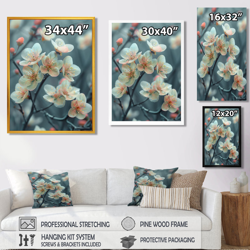 Essence de cerisier blanc blanc II, Toile tendue, H 12 po x l 20 po x P 1 po