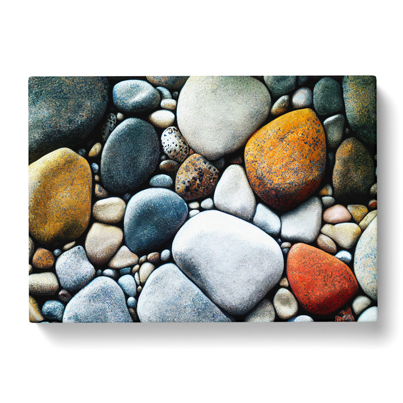 Mesmerising River Pebbles - Wrapped Canvas, 50cm H x 76cm W x 3cm D