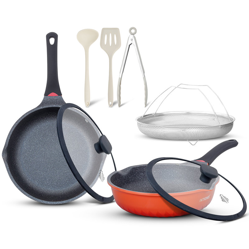 10 - Piece Non-Stick Aluminum Cookware Set, Orange