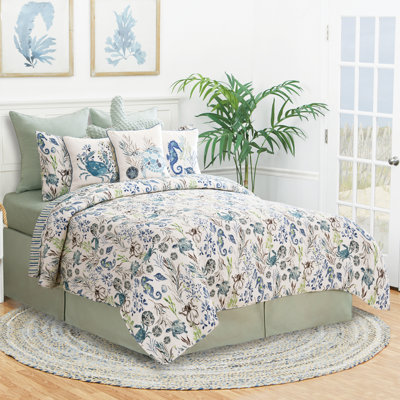 Crescent Bay Cotton Reversible Quilt Set