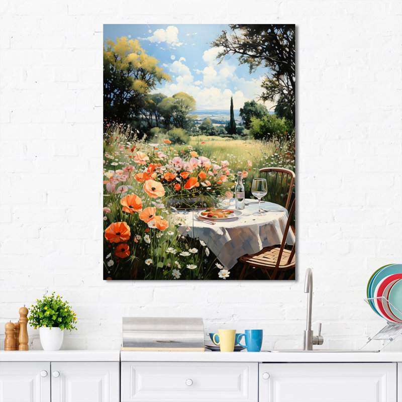 «Food Picnics Pointillism Dot I», reproduction sur toile, H 32 po x l 24 po x P 1 po, Toile tendue