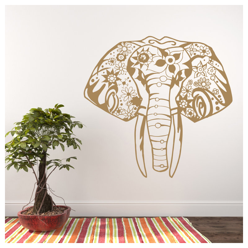 Décalcomanie murale éléphant yoga Litton, Brun pâle