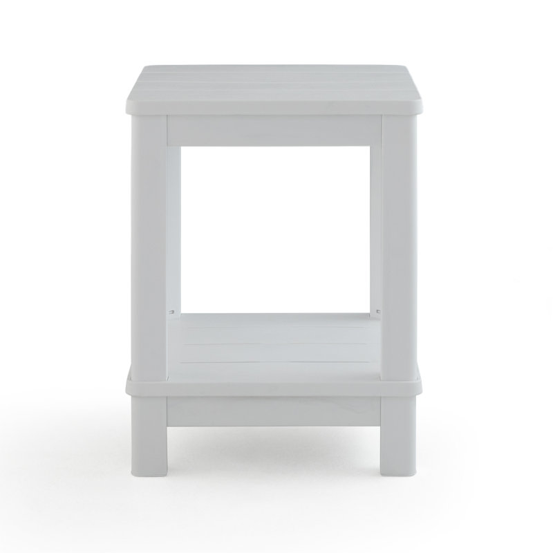 Keter Deluxe Adirondack Side Table Durable Resin Outdoor Double Tier Patio End Table (Choose Color), White