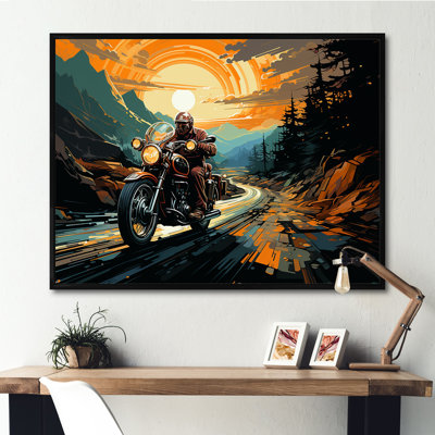 Expressionniste à moto, art mural sur toile