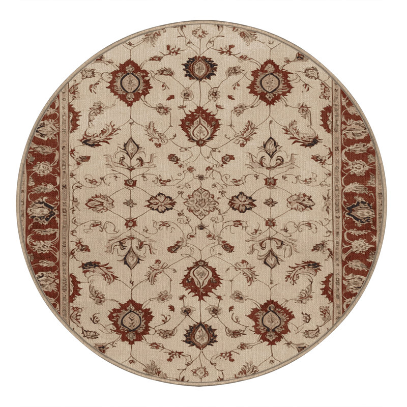 Machine Washable Persian Beige Area Rug, Round 3'