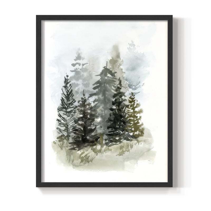 «Washy Treeline I», reproduction encadrée - bois massif, Noir, noir, noir, noir, H 30 po x l 24 po