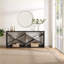 Table basse Farmhouse en forme de X, table de rangement noire extra longue de 70,87 pouces pour l'entrée de salon, conception divisée flexible-1409383142