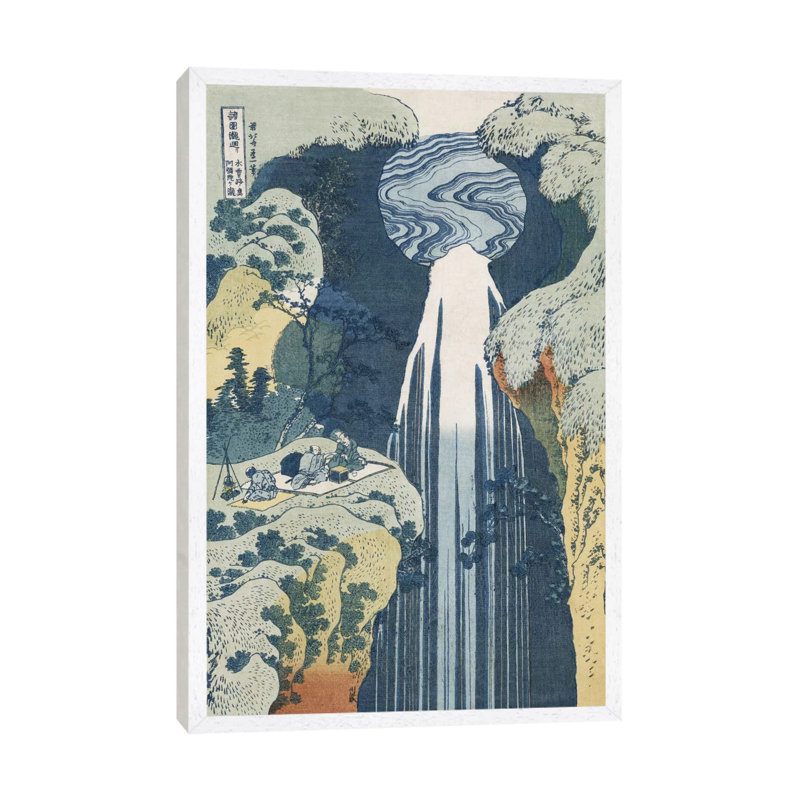 Amida Waterfall On The Kiso Highway by Katsushika Hokusai - Painting on Canvas, White Framed, 66.04 cm H x 45.72 cm W