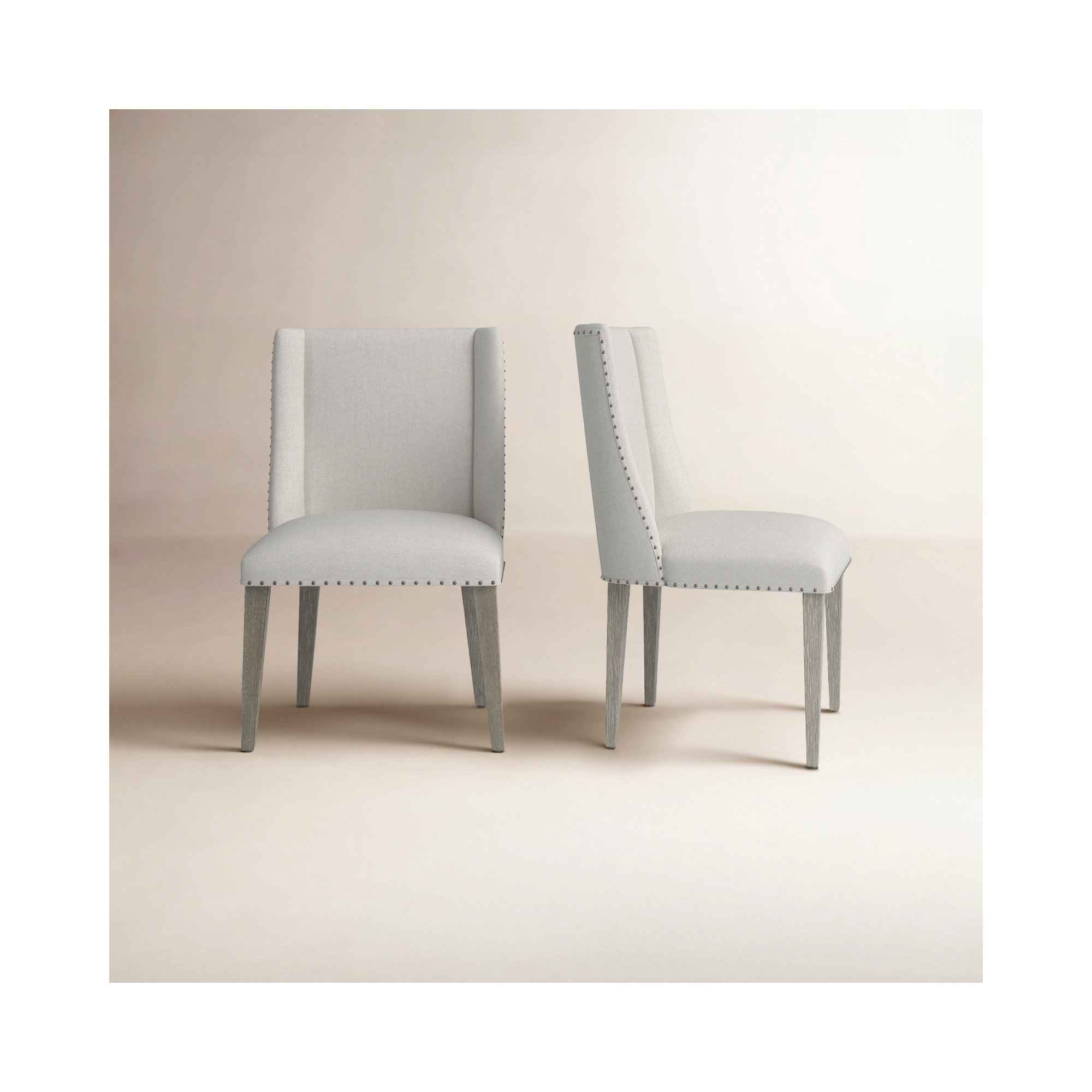 Tate Upholstered Swing Back Side Chair in White, Flint