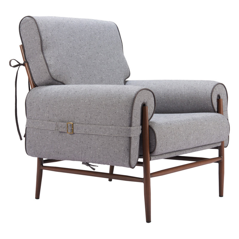Fauteuil rembourré 34 po gris et brun