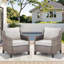 Ensemble de 2 chaises d'extérieur avec accoudoirs d'extérieur et chaises en osier idéales pour le porche, la piscine, la terrasse et la cour en beige-2086981392