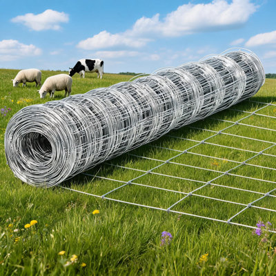 Clôture pour bétail, clôture en fil galvanisé robuste pour cerfs, chèvres, porcs, moutons, fil articulé pour bétail, revêtement en zinc épais, clôture agricole pour la protection du bétail et de la cour