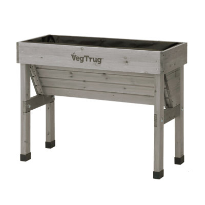 VegTrug Wall Hugger Cedar Wood Raised Garden Planter, Grey Wash, Small 1m