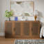 Buffet avec portes en rotin et tablettes réglables-18945814-22050338